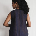 Sunbird Linen Top worn with Cloud Dancer Skirt, back view | with N.