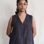 Sunbird Linen Top worn with Cloud Dancer Skirt, front view | with N.