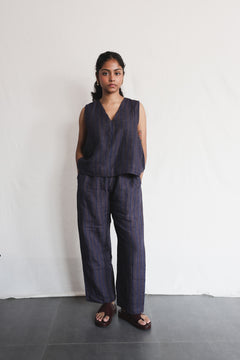Sunbird Linen Top worn with Sunbird Linen Pants, handwoven linen co-ord | with N.
