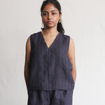 Sunbird Linen Top worn with Sunbird Linen Pants, front view | with N.