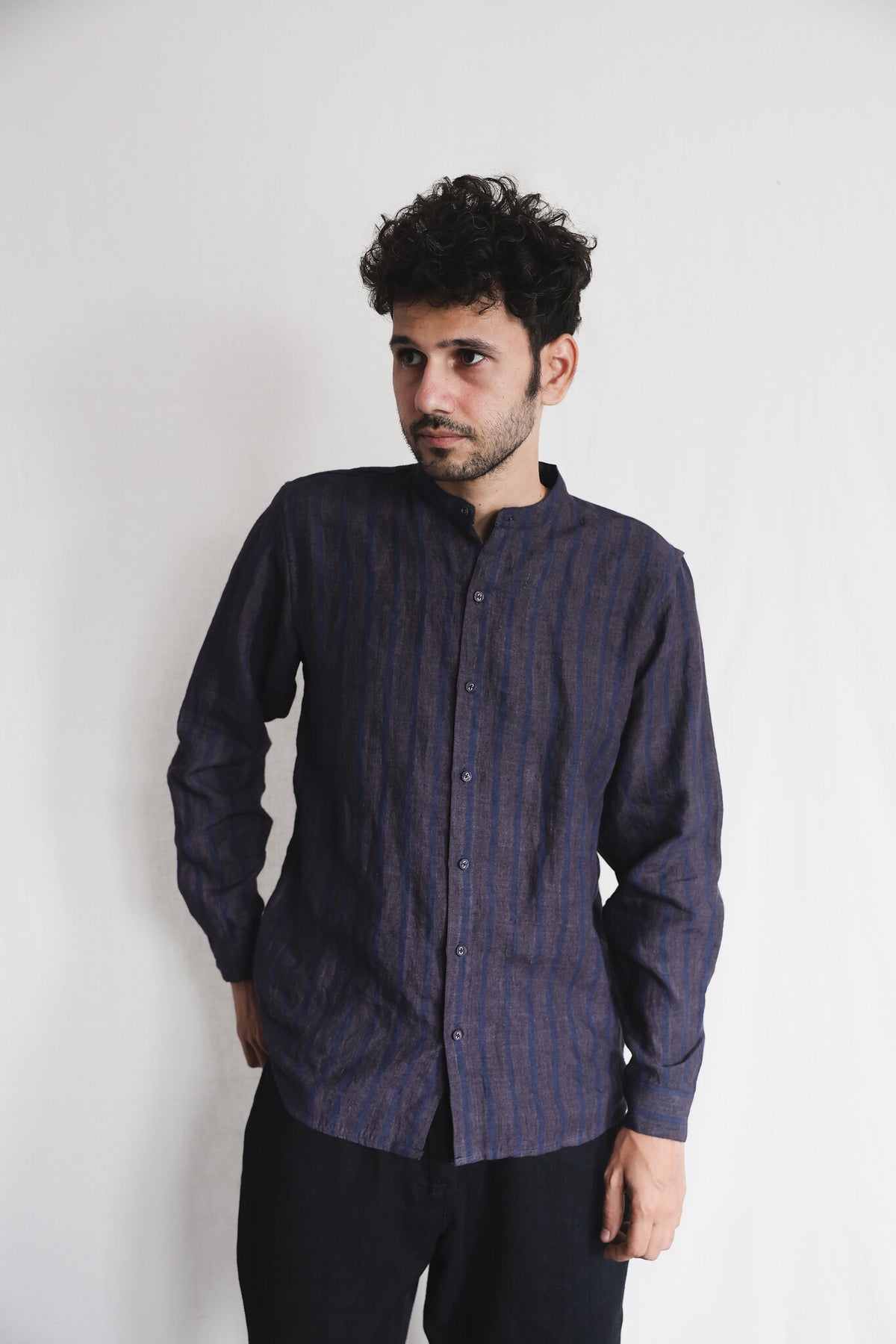 Sunbird Mens Linen Shirt - Handwoven Linen Shirt for Men | with N.