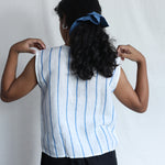 Waves Linen Vest, view 3 - handwoven linen by with N.