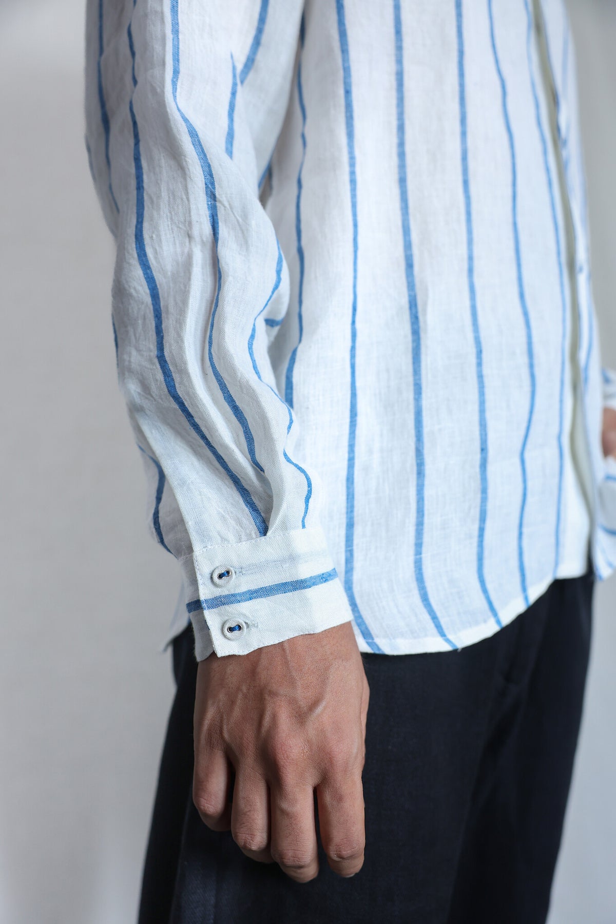 Waves Mens Linen Shirt - Handwoven Linen Shirt for Men | with N.