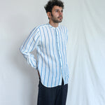 Waves Mens Linen Shirt, view 3 - handwoven linen by with N.