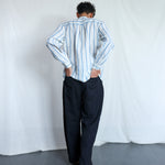 Waves Mens Linen Shirt, view 4 - handwoven linen by with N.