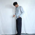 Waves Mens Linen Shirt, view 5 - handwoven linen by with N.