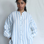 Waves Oversized Linen Shirt - Handwoven Linen Shirt for Women | with N.