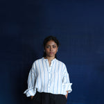 Waves Oversized Linen Shirt, view 5 - handwoven linen by with N.