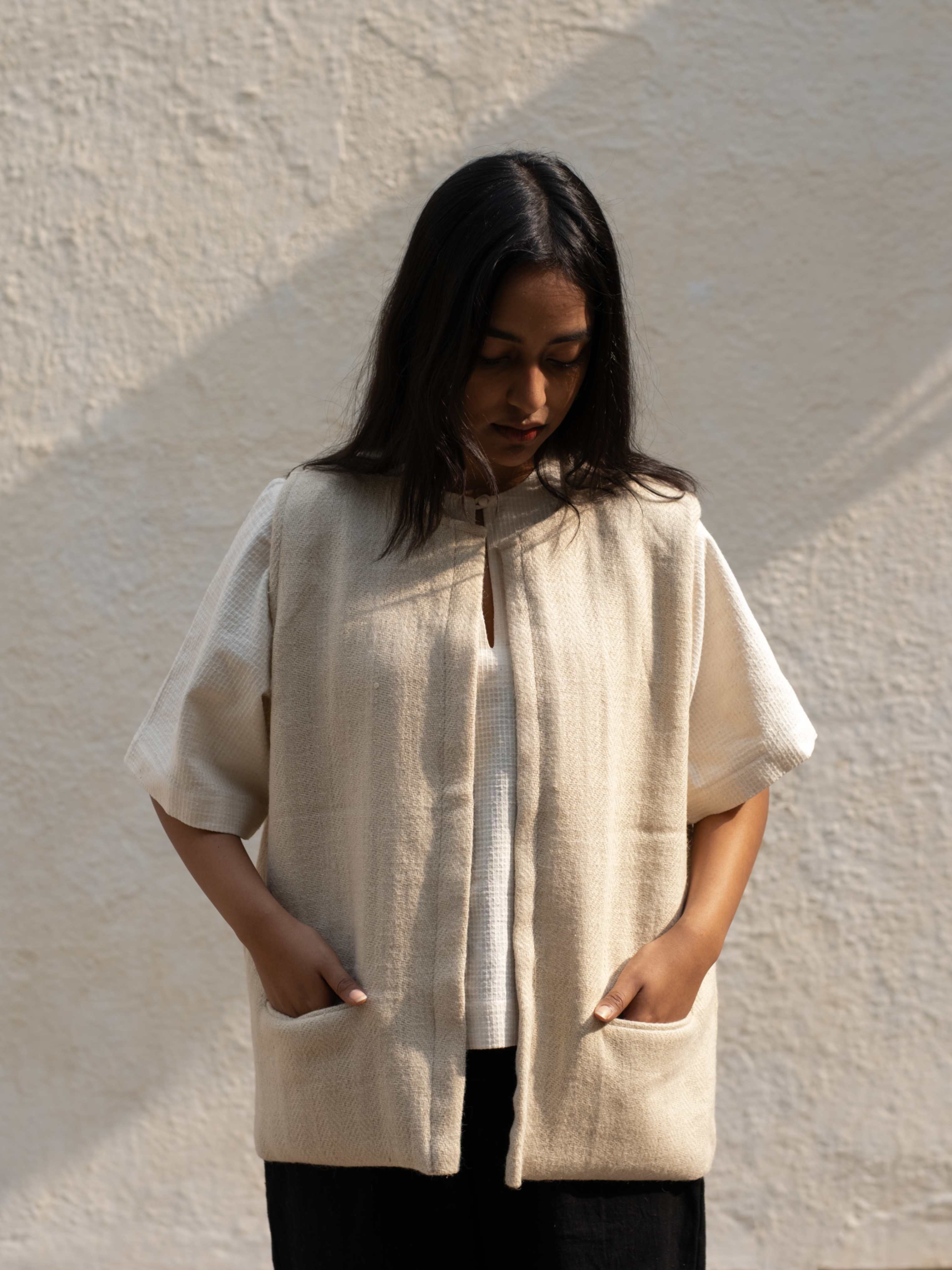 notconventional square neck gilet