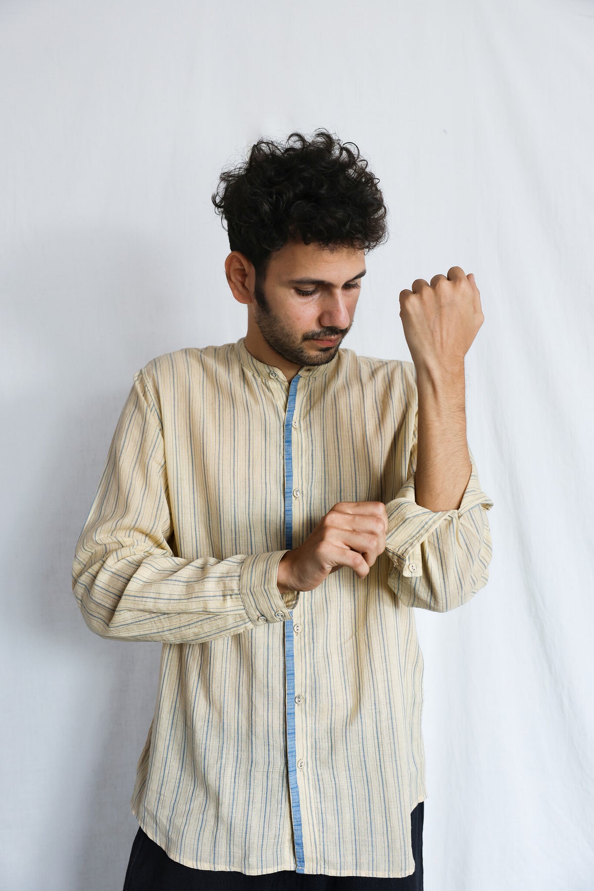 Wilderness Mens Cotton Shirt, view 3 - handwoven cotton by with N.