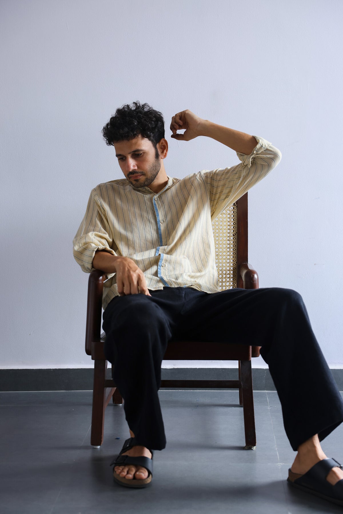 Wilderness Mens Cotton Shirt, view 6 - handwoven cotton by with N.